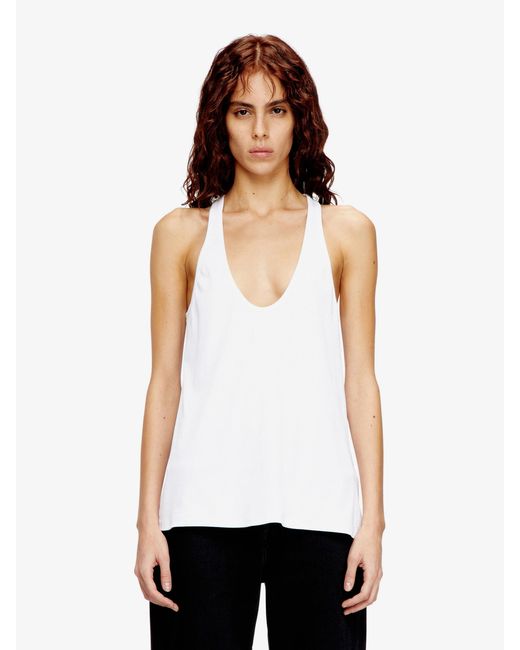 DIESEL White Ribbed Cotton Tank Top