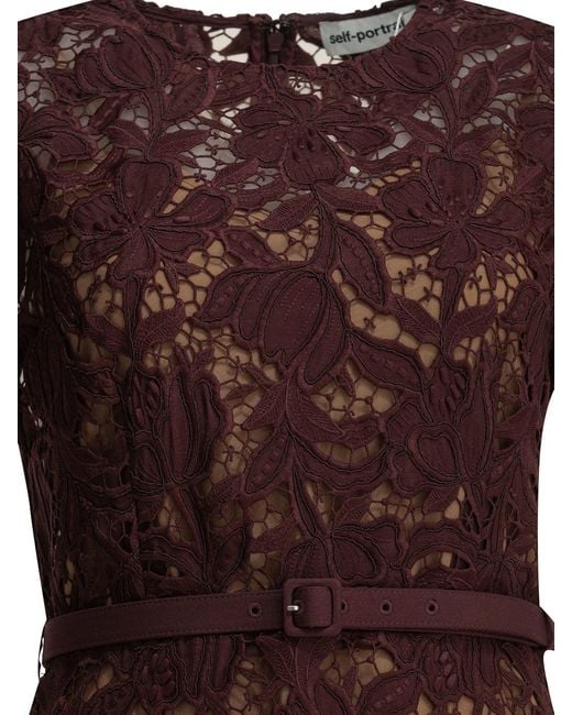 Self-Portrait Brown Lace Midi Dress