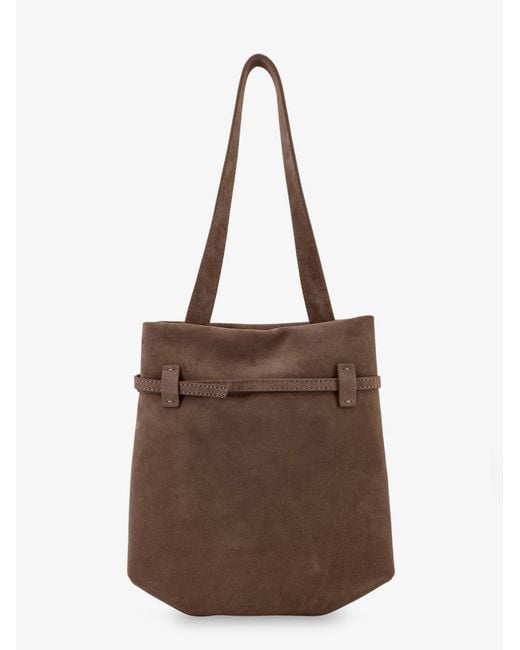 MANU Atelier Brown Mini Tote Du Jour Suede Shoulder Bag