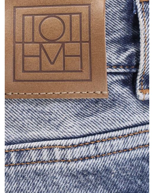 Totême Blue Cotton Jeans With Flared Bottom