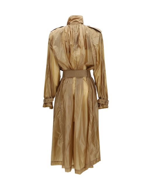 Saint Laurent Natural Translucent Technical Fabric Trench With Lavallière Collar