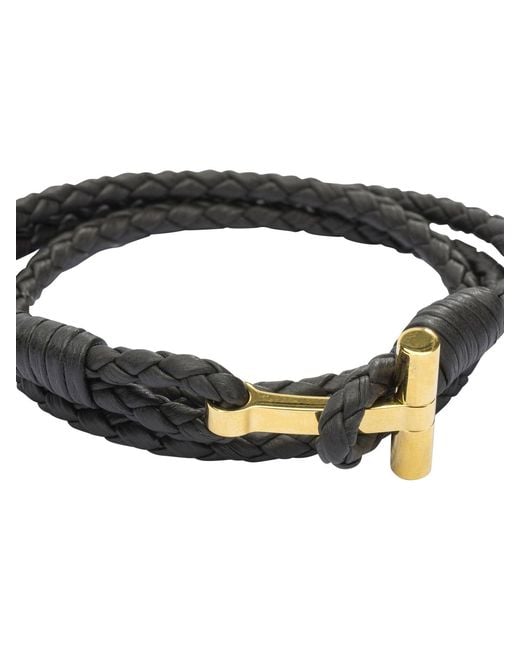 Tom Ford White Braided Leather Bracelet for men