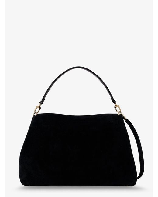 Totême  Black Suede T-Lock Shoulder Bag