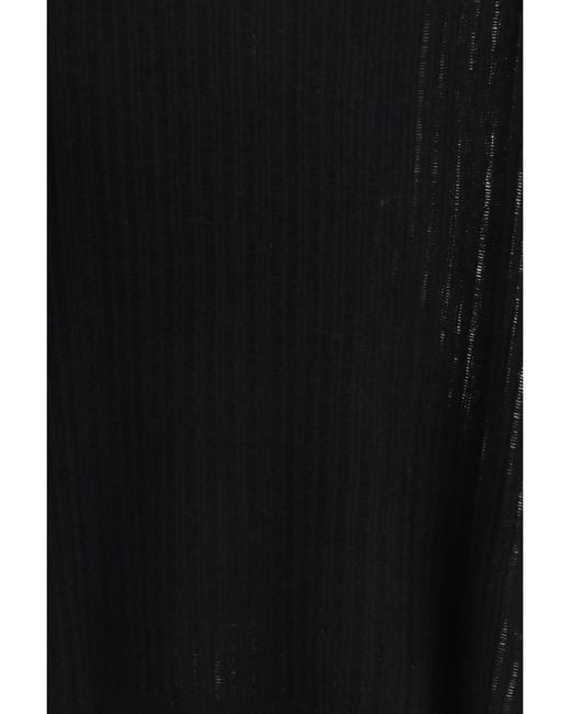 Allude Black Crew-Neck Rib-Knit Sweater
