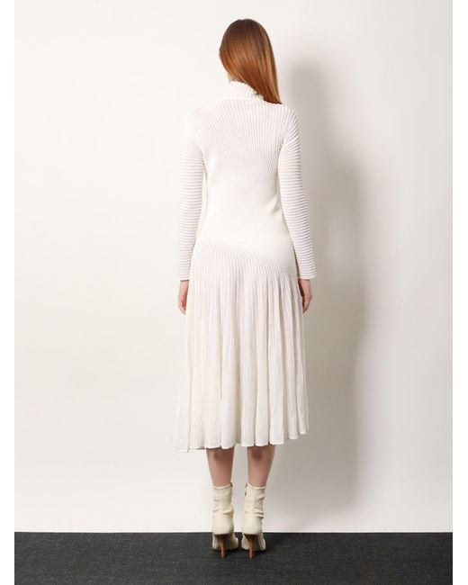 Alaïa White Long Wool Dress