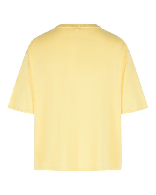 Lisa Yang Yellow 'Rubie' Cotton And Lemon Cashmere T-Shirt