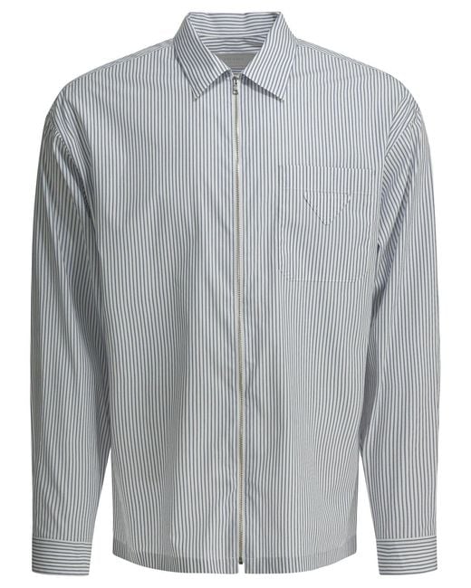 Prada Gray Zippered Cotton Shirt for men