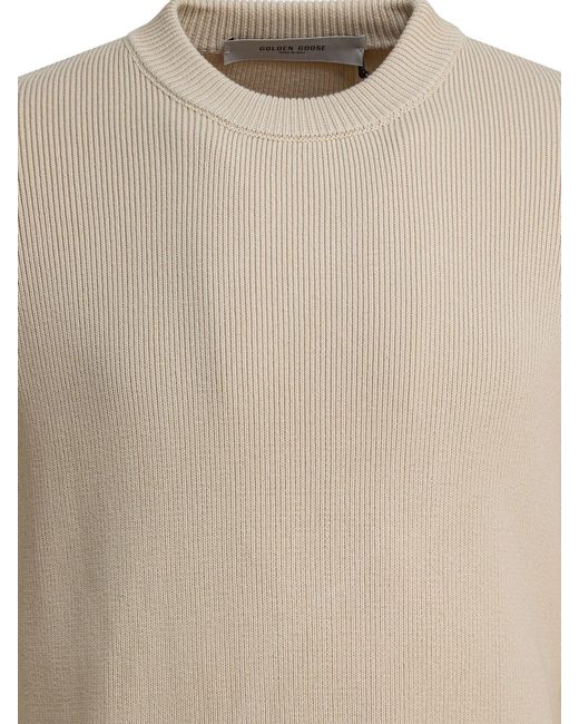 Golden Goose Deluxe Brand Natural "Golden" Crewneck Sweater for men