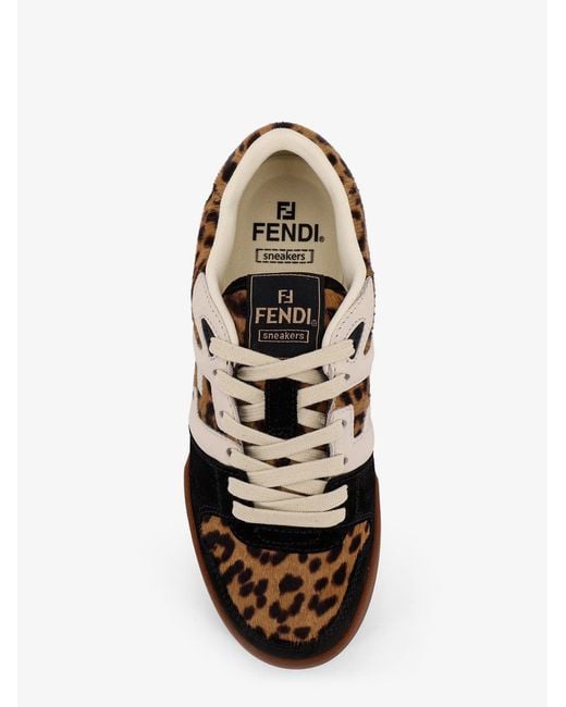 Fendi White Match Suede And Pony Skin Low-Top Sneakers