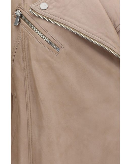 Pinko Brown Leather Biker Jacket