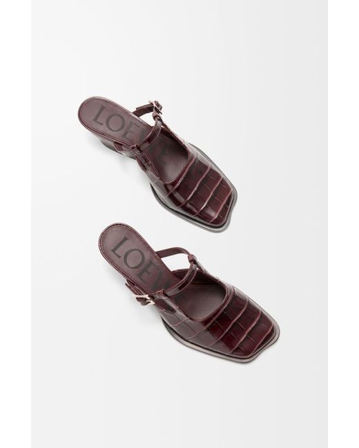 Loewe White Onda Leather Sabot Bordeaux