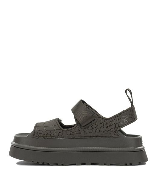 Ugg Black "Goldenglow Embossed" Low Sandals