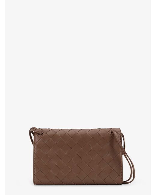 Bottega Veneta Brown Andiamo Leather Shoulder Bag With Intrecciato Motif