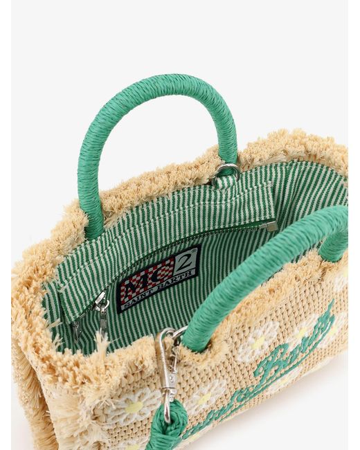 Mc2 Saint Barth Green Mini Straw Handbag Vanity