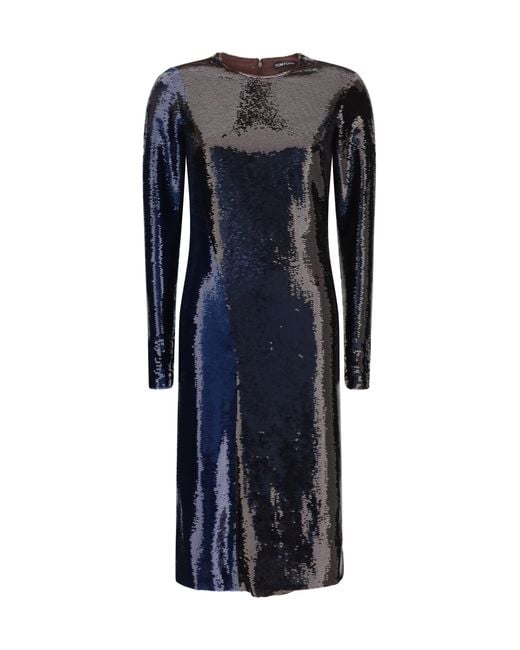Tom Ford Blue Two-Tone Sequin Dress Royal