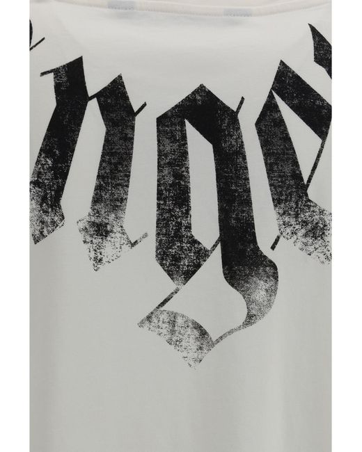 Palm Angels Gray Big Neck Logo T-Shirt for men