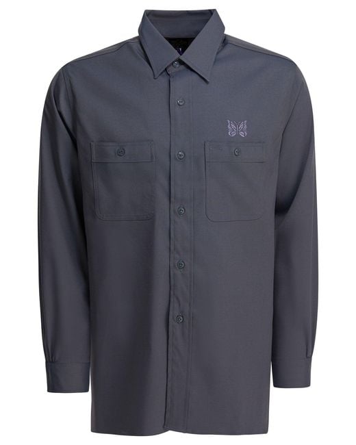 Needles Blue "Cavalry Twill" Shirt for men