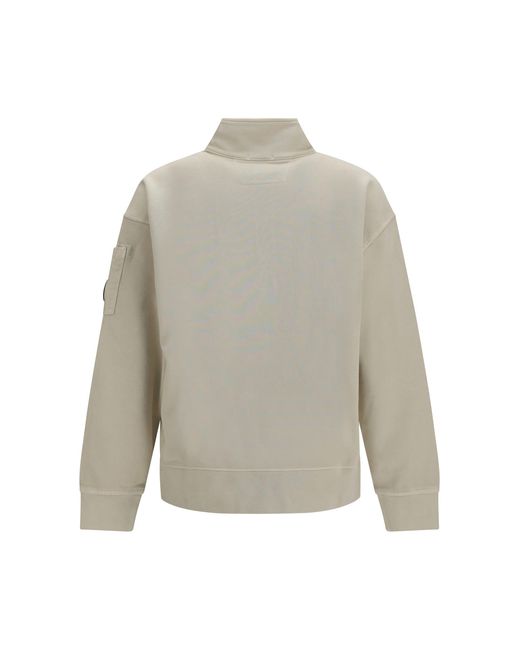 C P Company Gray Diagonal-Weave Cotton Fleece Sweatshirt Birch for men
