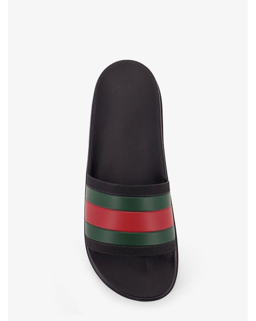 Gucci White Rubber Slide With Web Detail for men