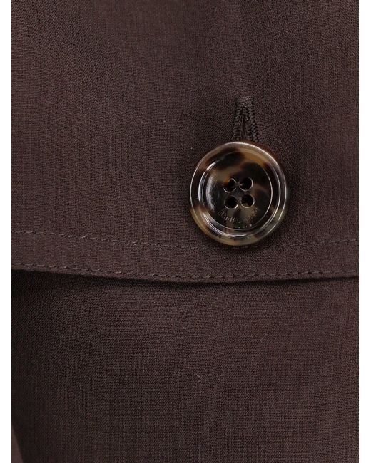 Saint Laurent Brown Organic Silk Dress With Waist Belt