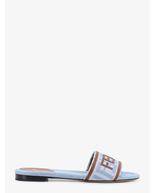 Fendi White Sunshine Ff Denim Sandals