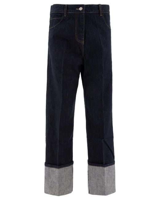 Sandbeige Blue Cotton Jeans for men