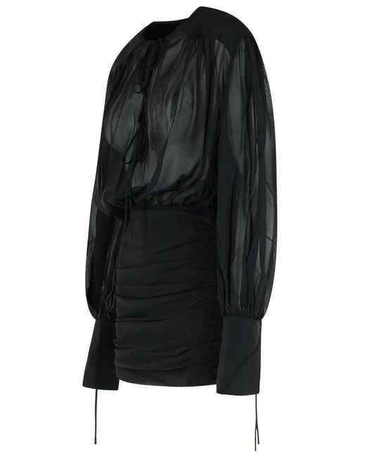 ANDAMANE Black 'Yulia' Silk Mini Dress