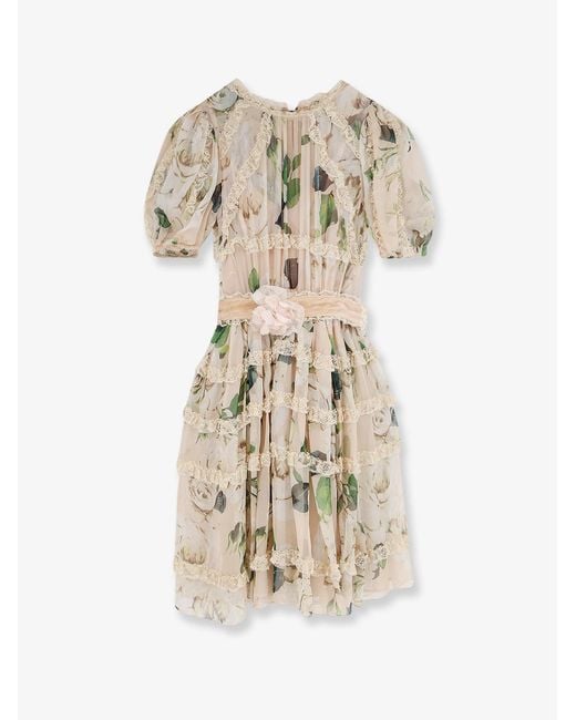 Dolce & Gabbana Natural Dolce & Gabbana Silk And Viscose Dress With Iconic Print