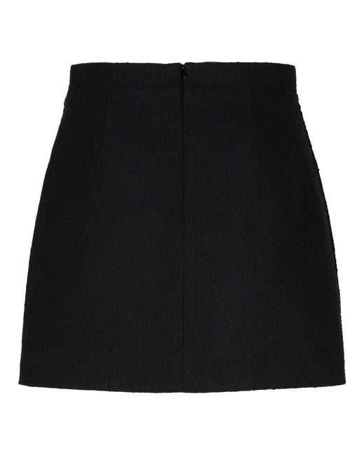 Patou Black Virgin Wool Blend Miniskirt