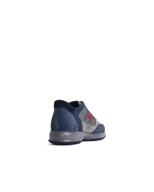 Hogan Blue H Floc Suede Sneakers for men