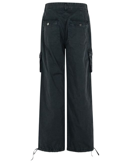 Ganni Black 'Cargo' Washed Cotton Twill Pants
