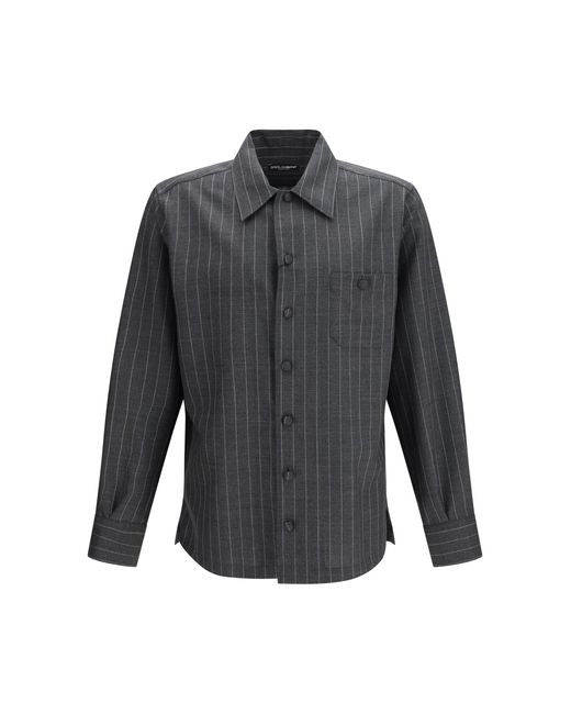 Dolce & Gabbana Gray Dolce & Gabbana Pinstripe Wool Shirt for men