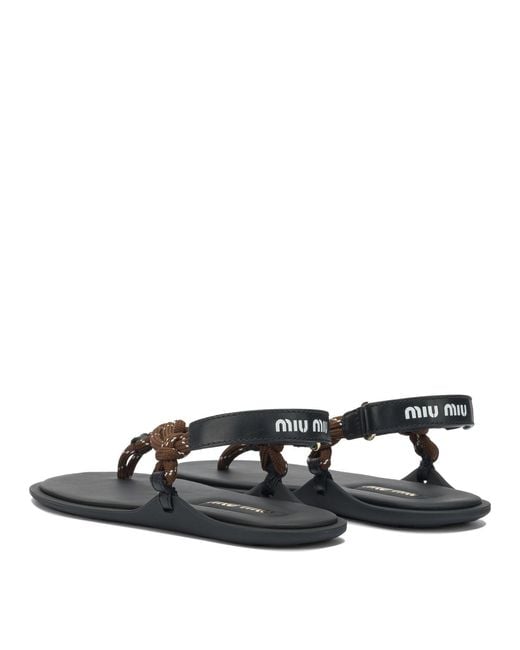 Miu Miu Brown "Rivière" Rope Sandals