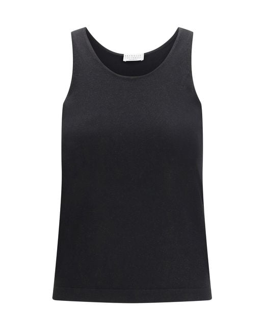 Brunello Cucinelli Black Sparkling Knit Tank Top