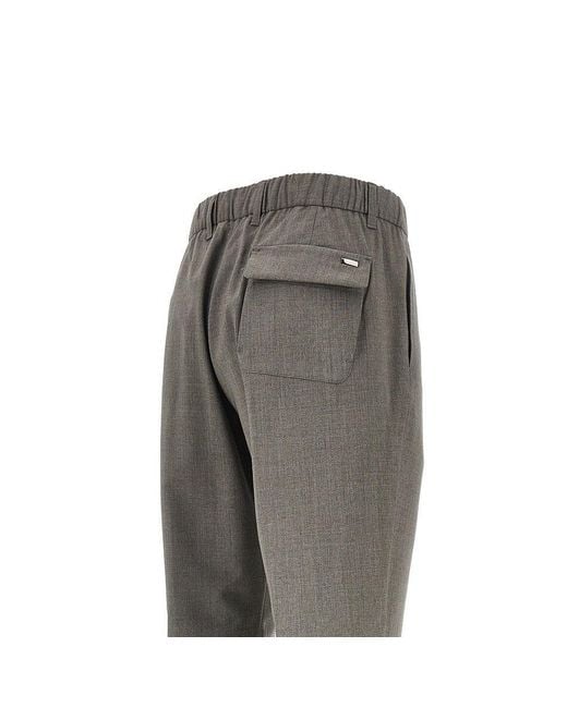 Herno Gray Stretch Liht Wool Pants With Drawstring for men