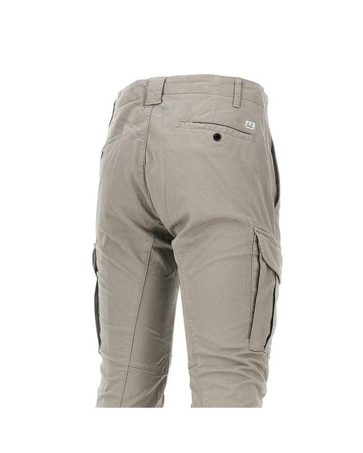 C P Company Gray Cotton Gabardine Pants for men