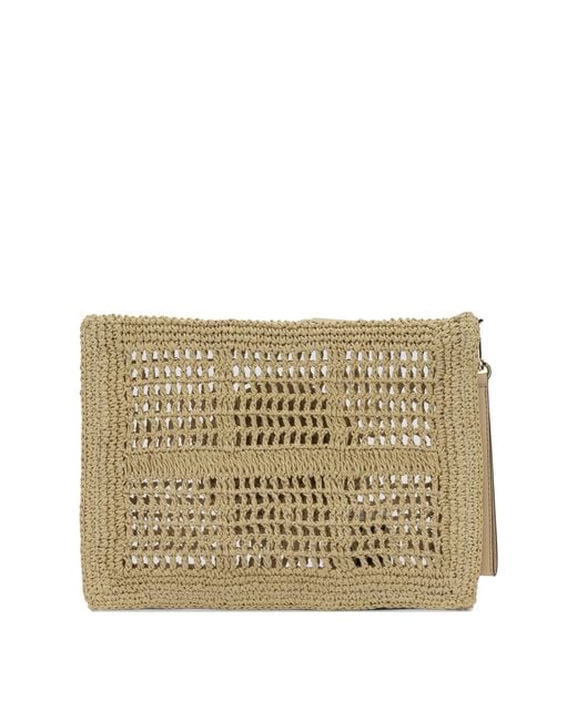 Tory Burch Natural Clutch Bag Paper Straw