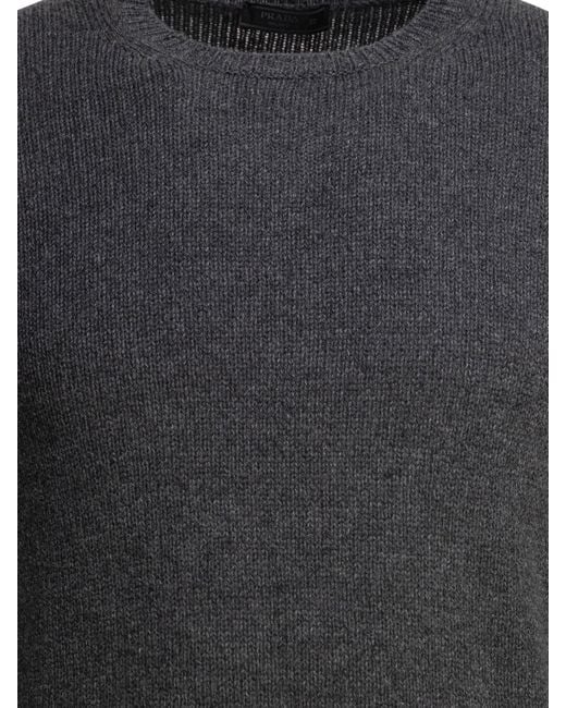 Prada Gray Cashmere Crewneck Sweater for men