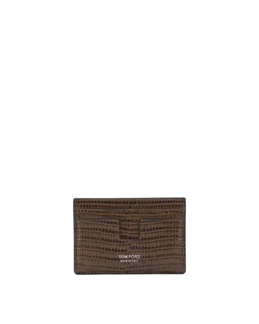 Tom Ford Brown "Tejus T Line" Card Holder for men