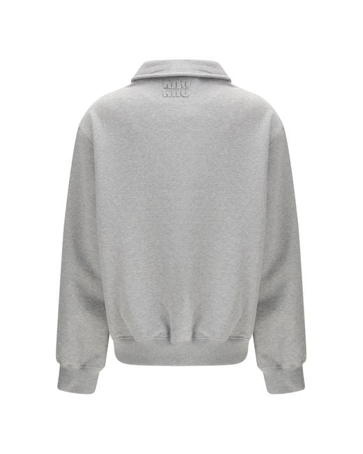 Miu Miu Gray Sweatshirt With Oblique Zip Closure