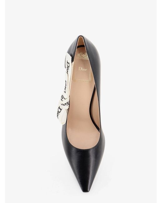 Dior White Dior J'Adior Leather Pumps With Logo Bow Detail