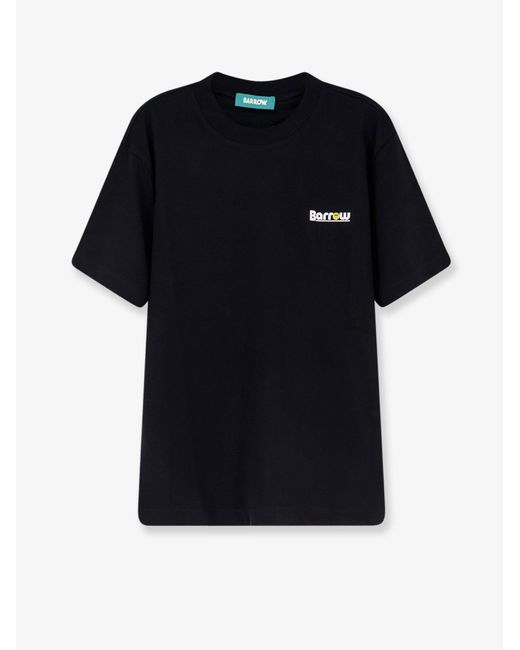 Barrow Black Cotton T-Shirt With Front Print for men