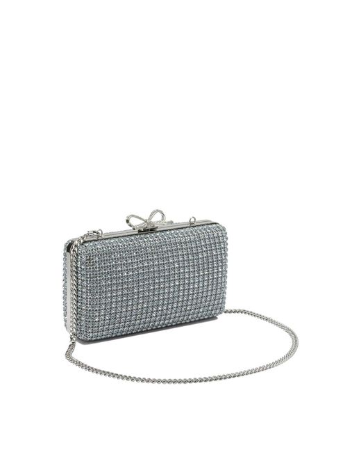 Self-Portrait Gray Clutch With Crystals