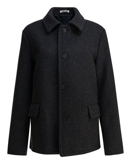 Auralee Black Wool Coat Jackets And Coats Grey for men
