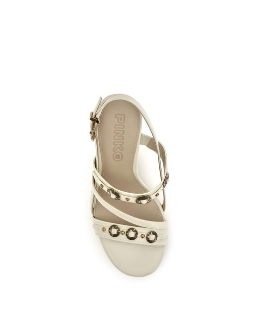 Pinko White Leather Sandals Vanda