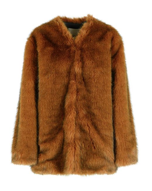 Isabel Marant Brown 'Aglae' Polyester Faux Fur Coat