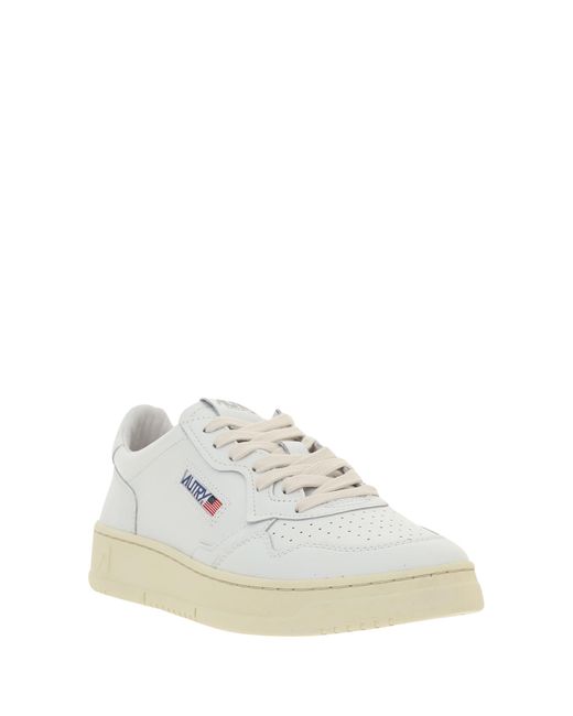 Autry White 'Medalist' Low Top Sneakers With Logo Detail for men