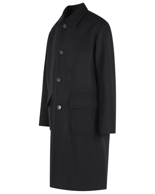 Dries Van Noten Black 'Randale' Wool Blend Coat for men
