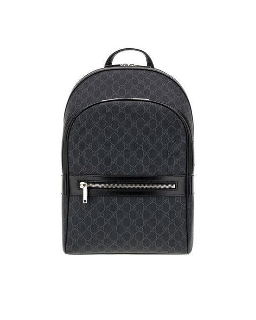 Gucci Black Gg Supreme Fabric And Leather Backpack for men
