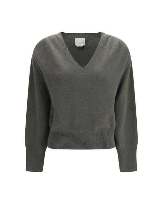 Sa Su Phi Gray Cashmere V-Neck Sweater